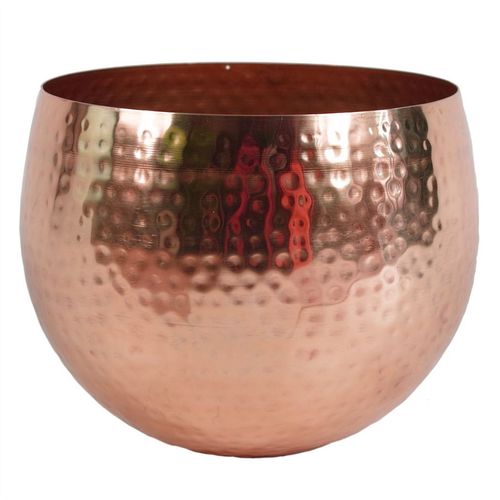 Artificial red poinsettia flower in copper hammered planter – 40cm Christmas decoration