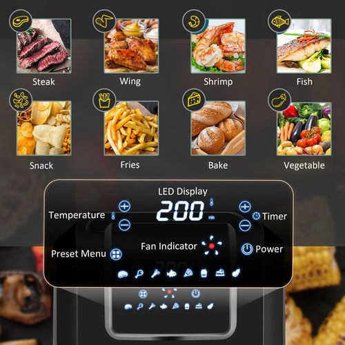 4.7QT digital air fryer with touchscreen and oil-free hot air circulation for healthy cooking