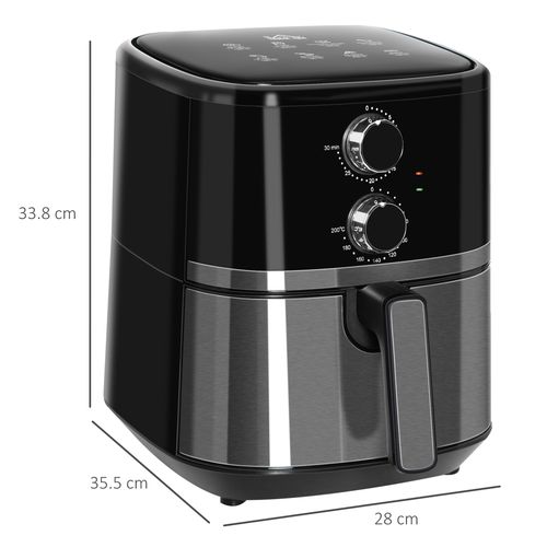 Compact digital air fryer oven with 8 preset cooking modes and detachable non-stick basket