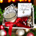 Mini Christmas gift hamper with silver bracelet, scented candle and chocolate hearts
