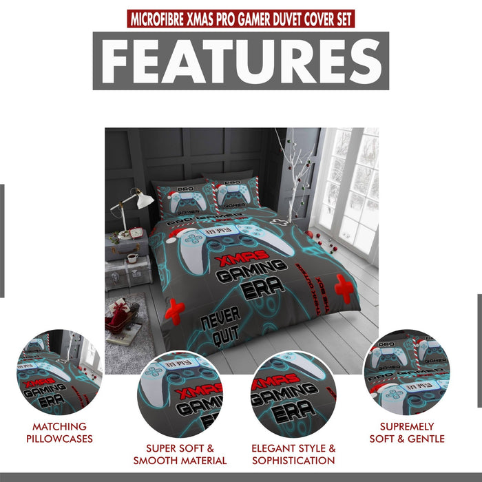 Xmas Duvet Quilt Cover Pillowcase Soft Reversible Printed Bedding Set All Size