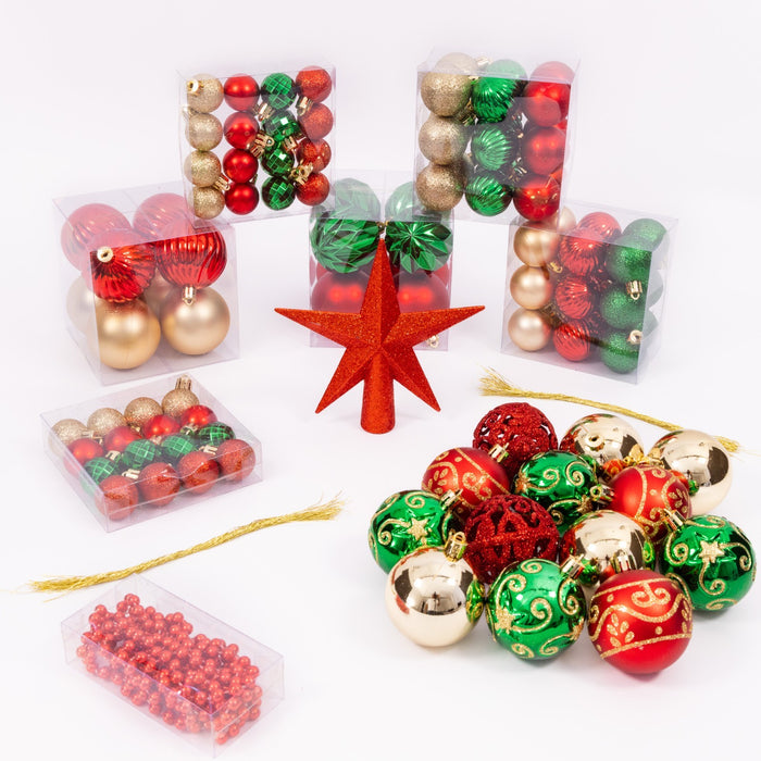 100 Christmas Baubles Tree Hanging Balls Xmas Party Beads Ornament Mixed Sizes