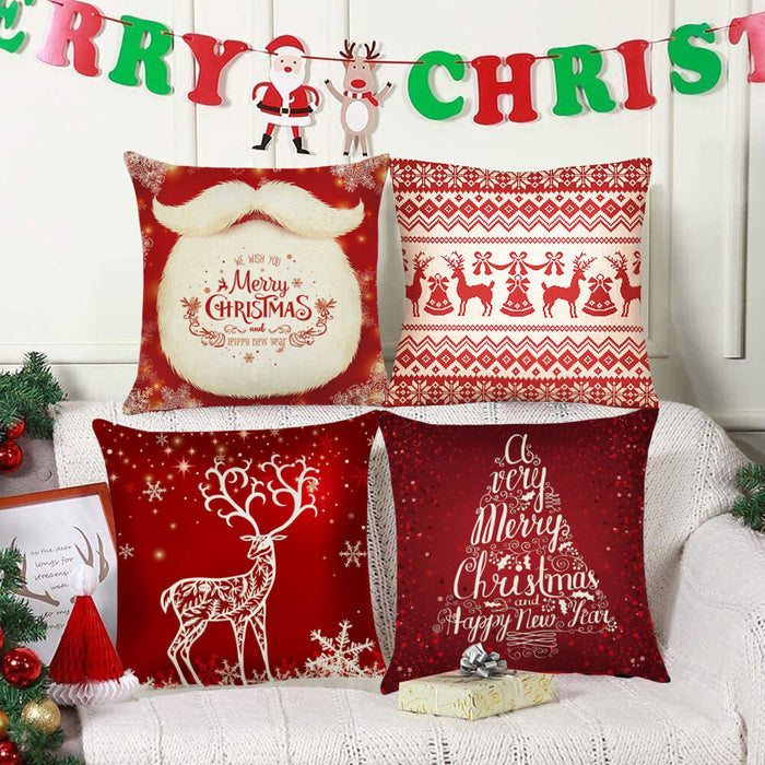 Christmas Pillow Case Cushion Cover Xmas Santa Claus Tree Snow Home Decor 45*45