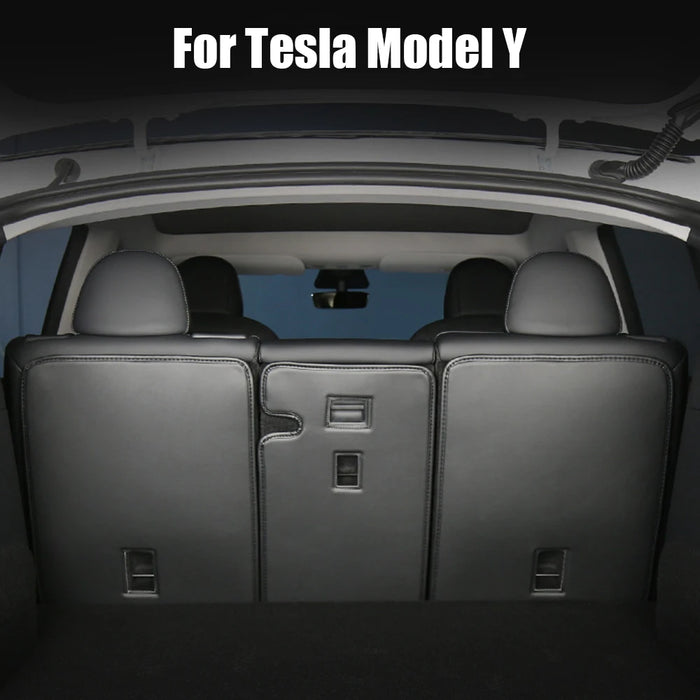 Custom Fit Rear Trunk Kick Guard for Tesla Model 3 and Model Y in Black Faux Leather

