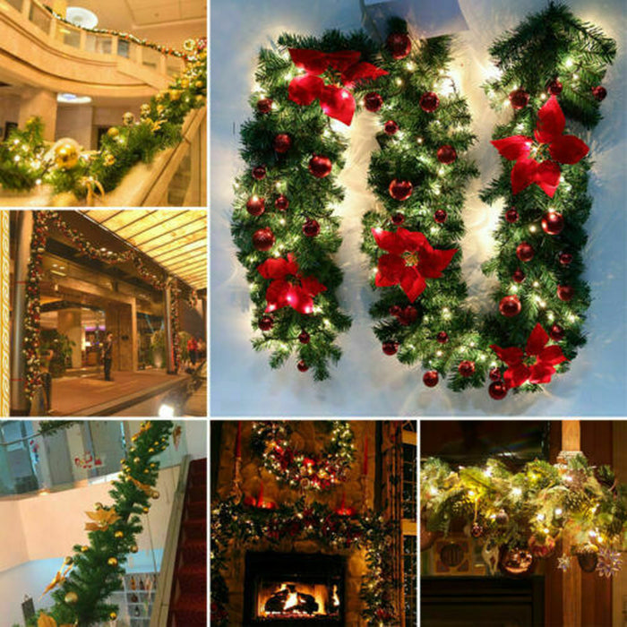 9Ft Christmas Garland Decoration Door Wreath Xmas Fireplace