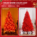 6Ft Red LED Christmas Tree Artificial 100 Warm Light Xmas Tree with Metal Stand