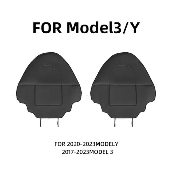 Black faux leather seat back protector with pocket for Tesla Model 3 and Model Y