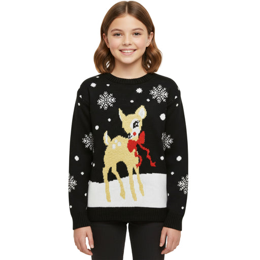 Christmas Jumper Kids Girls Baby Deer Novelty Xmas Knitted Jumper Warm Sweater
