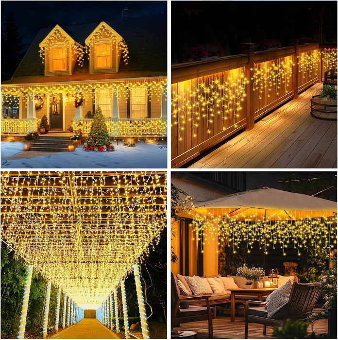 400 LED Icicle Lights 17M Super Bright Christmas Snowing Effect Outdoor Light UK