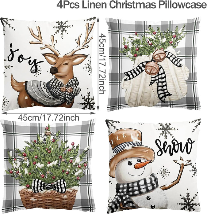 4-Pack Vintage Christmas Throw Pillow Covers Cushion Home Decor UK Stock