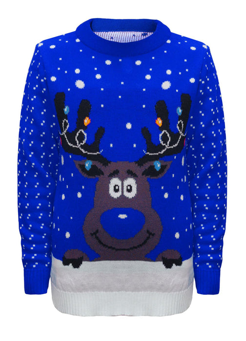 LADIES KNITTED RUDOLPH REINDEER XMAS WOMENS CHRISTMAS NOVELTY JUMPER SWEATER TOP
