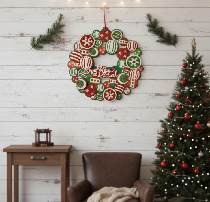 Christmas Front Door Hanging Ornament – Holiday Wreath Home Wall Decoration