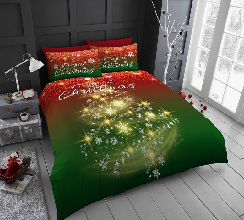 Xmas Duvet Quilt Cover Pillowcase Soft Reversible Printed Bedding Set All Size