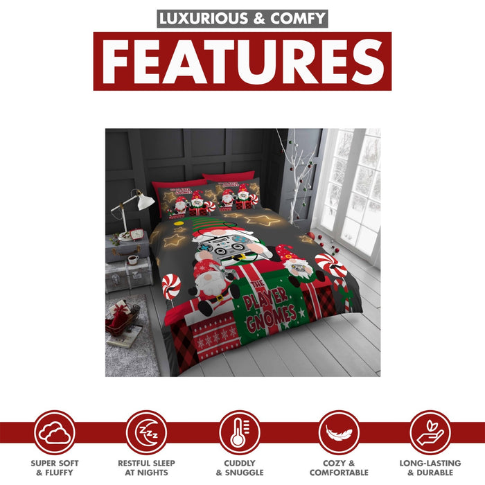Xmas Duvet Quilt Cover Pillowcase Soft Reversible Printed Bedding Set All Size