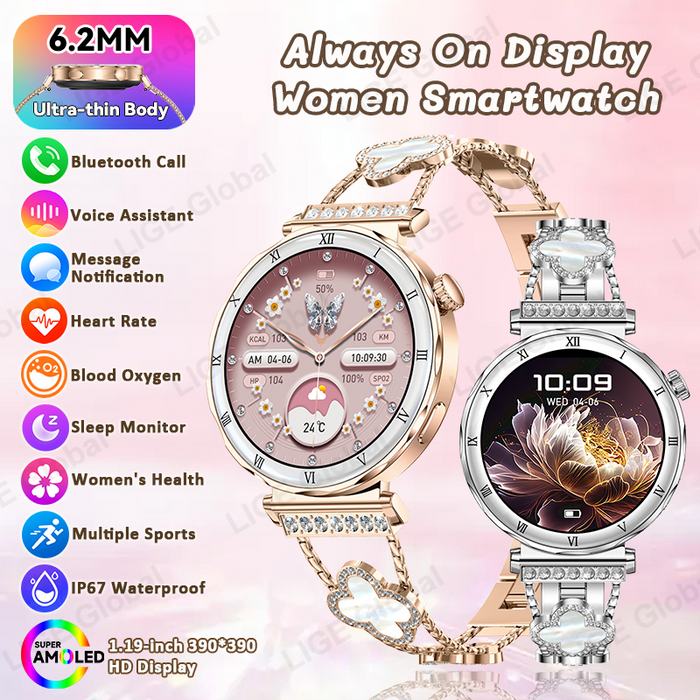 Women's Smart Watch – 1.19-Inch AMOLED Full Touch Screen & Sports Tracker SF