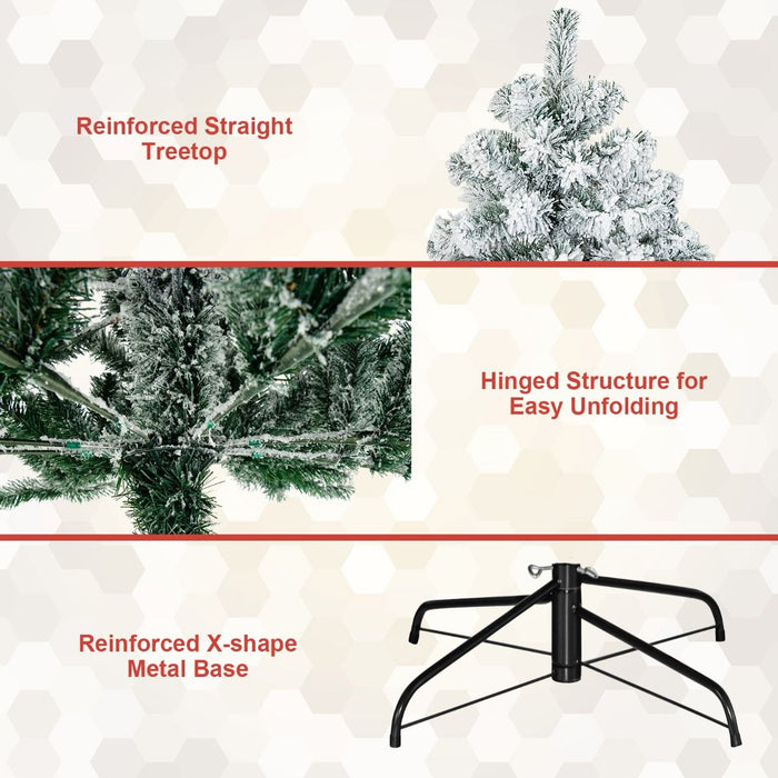 180/240 Cm Snow Flocked Artificial Christmas Tree with 600/1010 Tips