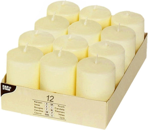 12 X IVORY PILLAR CANDLES 40 X 60 MM WEDDING CHRISTMAS EVENTS CHURCH HOME DECOR