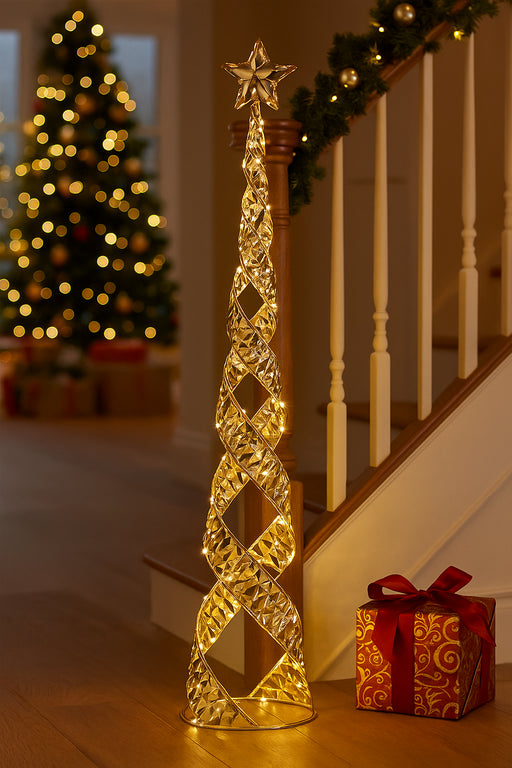 Christmas Cone Tree Decoration LED Light up Ornament Warm White Home Decor 80Cm