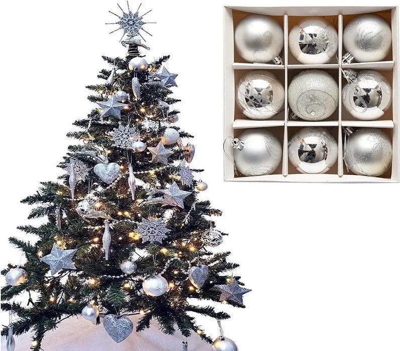 Christmas Baubles 9 X 6Cm Glitter Luxury Premium Tree Decorations Xmas Decor