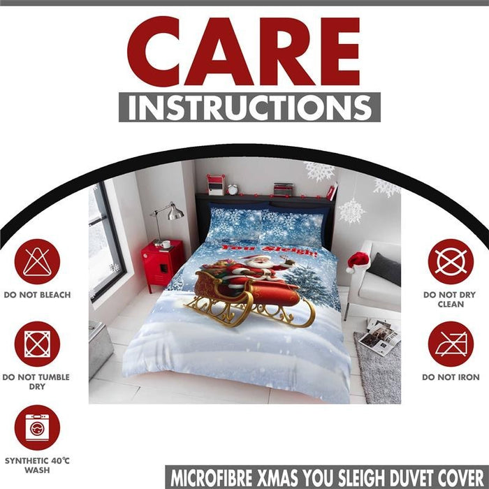 Xmas Duvet Quilt Cover Pillowcase Soft Reversible Printed Bedding Set All Size