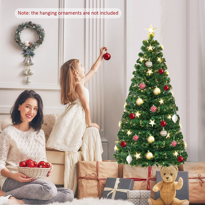 5/6FT Fiber Optic Artificial Christmas Tree with 21 Star LED Lights