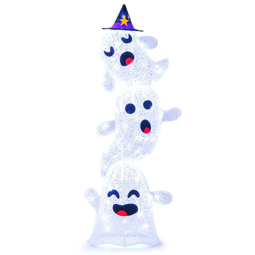 Light-Up Halloween Stacking Ghost Decoration with 120 LED Lights for Outdoor Garden Display