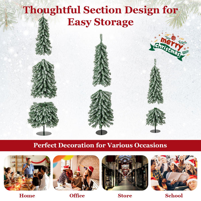 4/5/6FT Artificial Christmas Tree Set of 3 with Realistic Accumulated Snow
