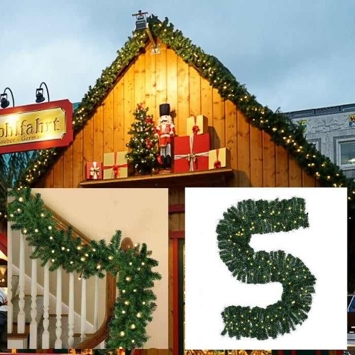 16Ft Christmas Garland with Lights Pre Lit for Door Wreath Stair Fireplace Tree