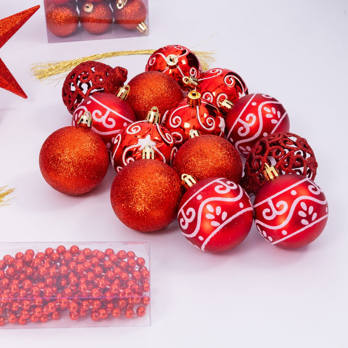 100 Christmas Baubles Tree Hanging Balls Xmas Party Beads Ornament Mixed Sizes