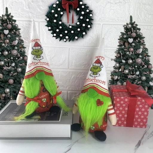2 Pieces Christmas Gnomes Decorations Grinch Christmas Decorations Green Bread