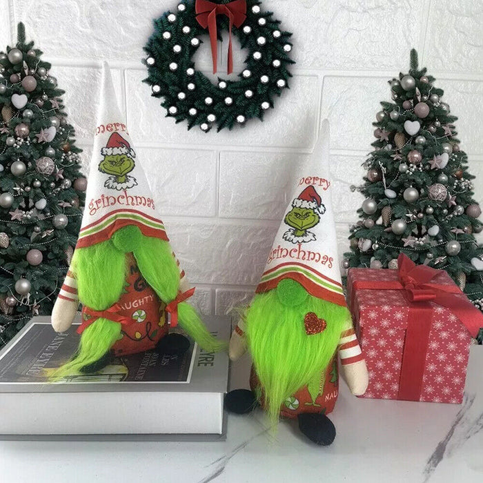 2 Pieces Christmas Gnomes Decorations Grinch Christmas Decorations Green Bread