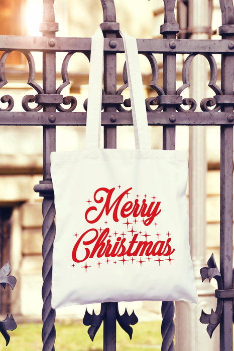 Merry Christmas Canvas Tote Bag Shopper Seasons Greetings Xmas Gift Present