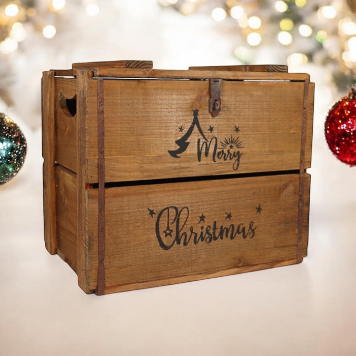 42CM WOODEN BOX MERRY CHRISTMAS - Samanta Factory