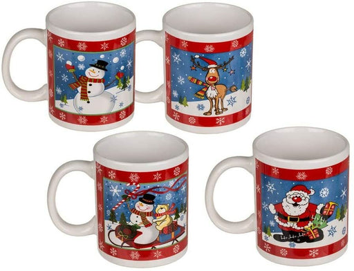 Christmas Mugs Printed Xmas 12Oz Fine Bone China Drinking Tea Coffee Gift X4