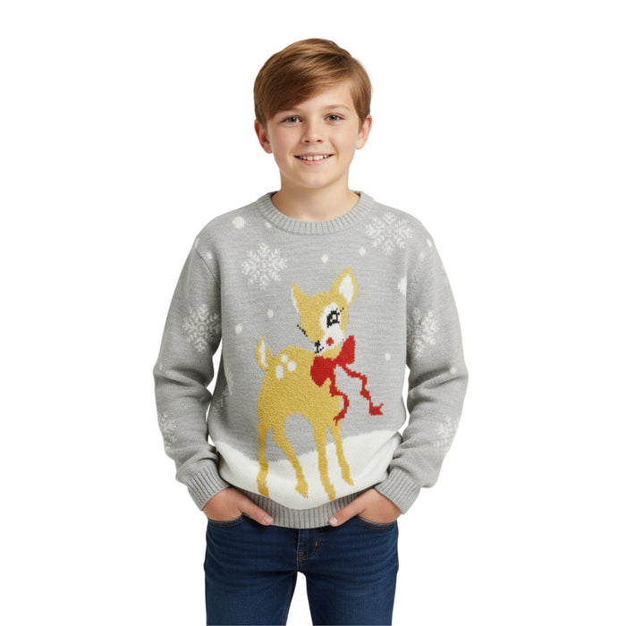 Christmas Jumper Kids Girls Baby Deer Novelty Xmas Knitted Jumper Warm Sweater