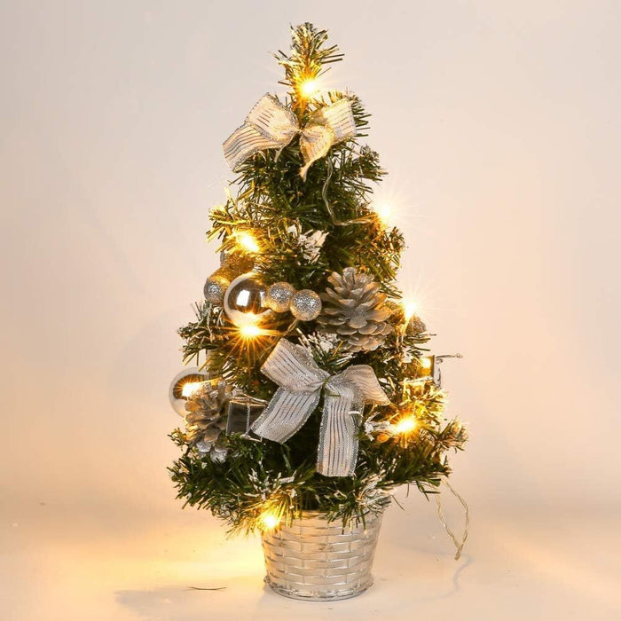 40Cm Tabletop Artificial Small Mini Christmas Tree LED Lights Ornament Xmas Gift