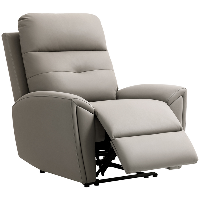 Grey Recliner Armchair – Manual 145° Reclining Chair with Footrest & Overstuffed Cushioning