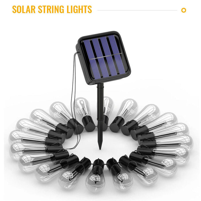 20LED Solar Powered Retro Bulb String Lights Garden Outdoor Fairy Christmas Lamp
