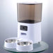 Smart 5L pet food dispenser with dual compartments and stainless steel bowls for cats and dogs

