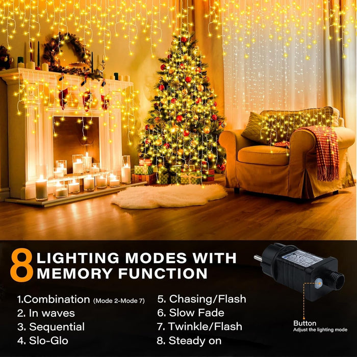 400 LED Icicle Lights 17M Super Bright Christmas Snowing Effect Outdoor Light UK