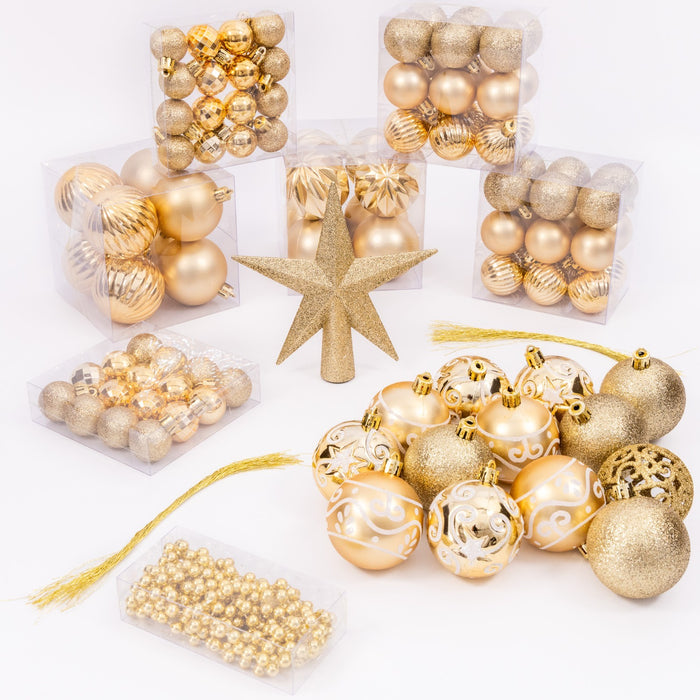 100 Christmas Baubles Tree Hanging Balls Xmas Party Beads Ornament Mixed Sizes