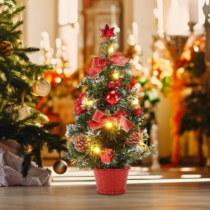 40Cm Tabletop Artificial Small Mini Christmas Tree LED Lights Ornament Xmas Gift