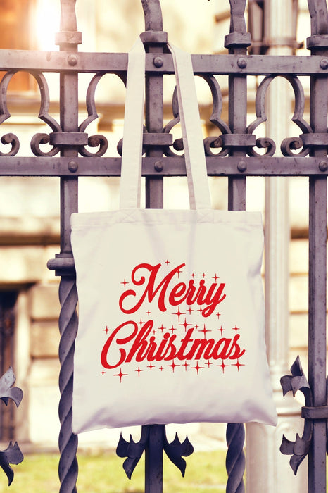 Merry Christmas Canvas Tote Bag Shopper Seasons Greetings Xmas Gift Present