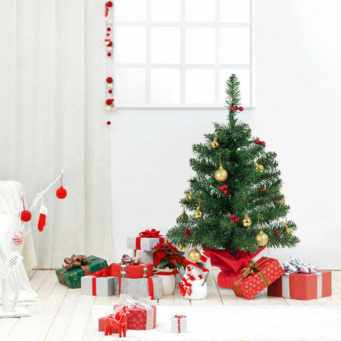 2FT 60Cm PVC Artificial Christmas Tree with LED Lights