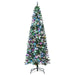 Pre-lit artificial Christmas tree with snowy branch tips and multicoloured lights for indoor décor