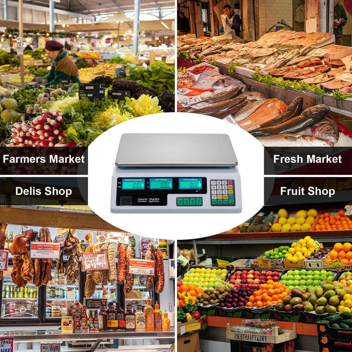 Digital Vegetable Price Scale – 40kg Capacity with LCD Display & Rechargeable Battery