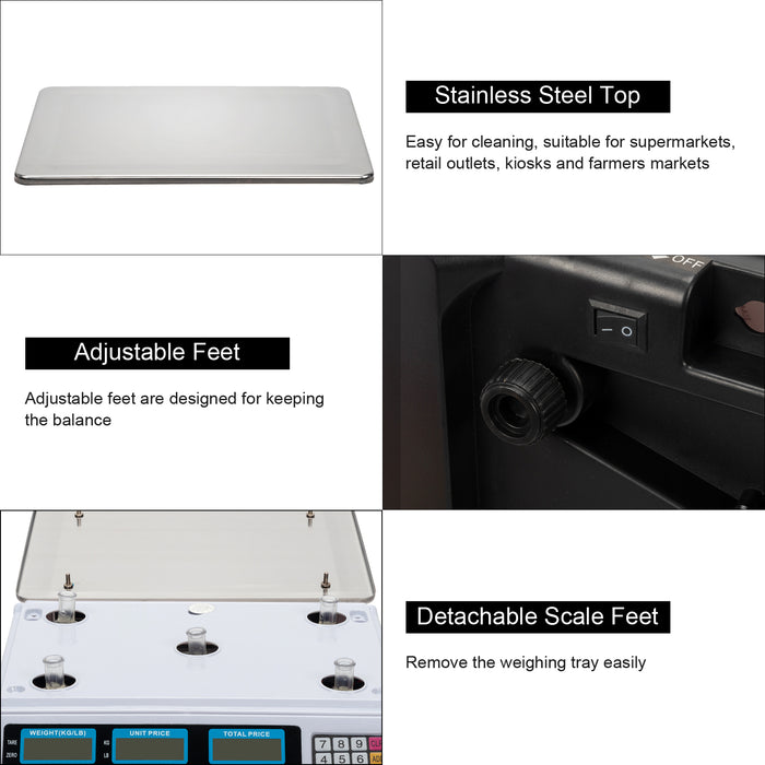 Digital Vegetable Price Scale – 40kg Capacity with LCD Display & Rechargeable Battery