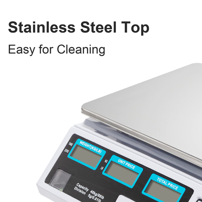 Digital Vegetable Price Scale – 40kg Capacity with LCD Display & Rechargeable Battery