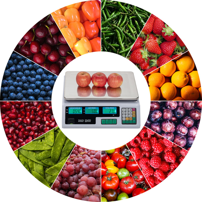 Digital Vegetable Price Scale – 40kg Capacity with LCD Display & Rechargeable Battery