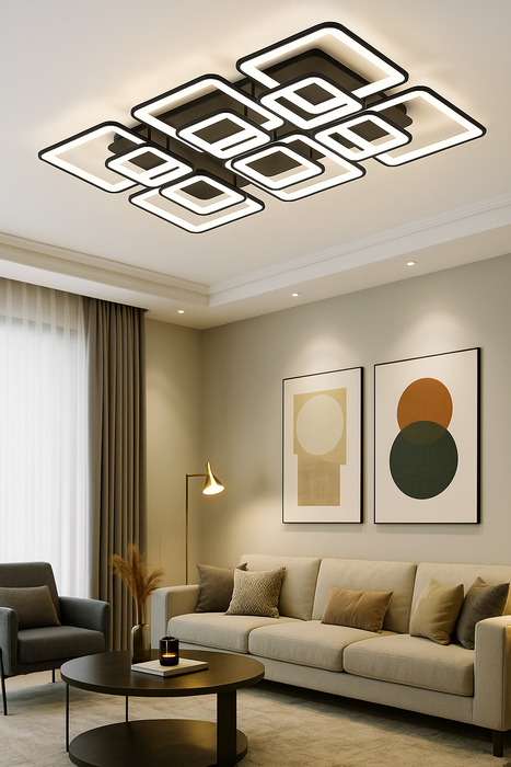 LED Ceiling Light – Modern Geometric Design with Remote Dimming - Samanta Factory
